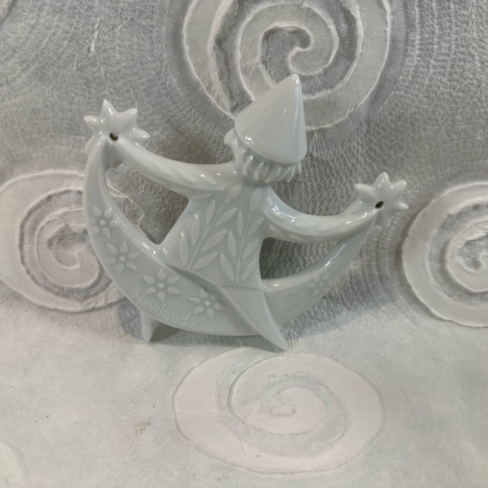 Haviland Cream Holiday Ornament with Whimsical Design moon - Picture 2 of 3